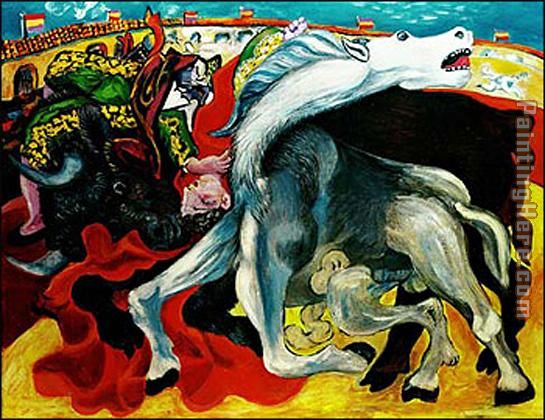 BULLFIGHT DEATH OF THE TOREADOR La corrida painting - Pablo Picasso BULLFIGHT DEATH OF THE TOREADOR La corrida art painting